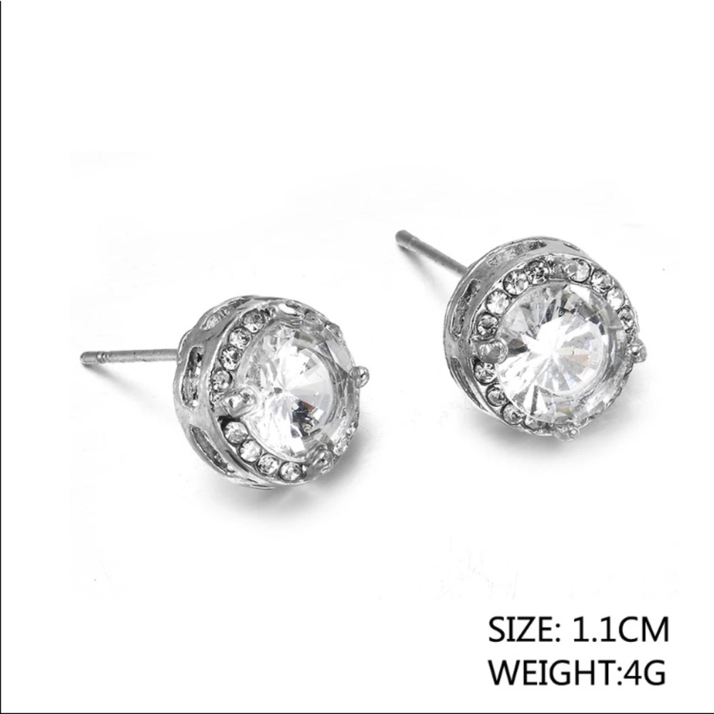 Round Stud Silver Earrings - Picture 4 of 4